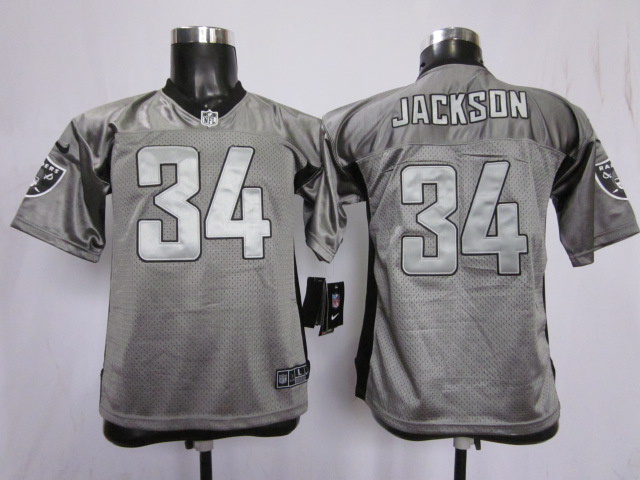 #34 Jackson Grey Oakland Raiders Youth Nike NFL Shadow Jersey