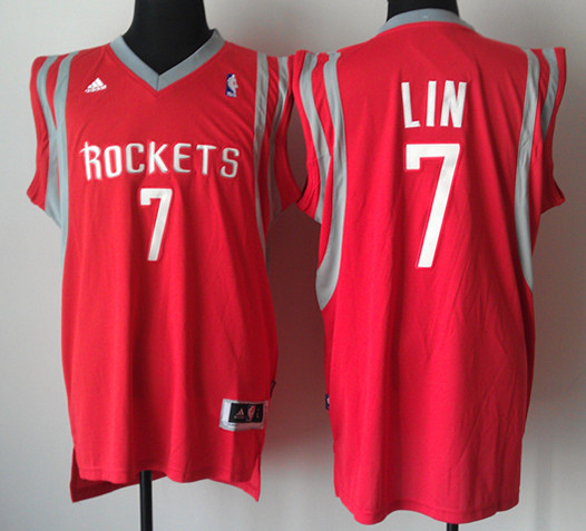 Red with Grey Rim Jeremy Lin Rockets Revolution 30 #7 Jersey