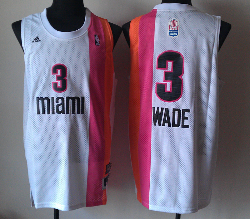 Wade White Rainbow Jersey, NBA Miami Heat #3 Revolution 30 Jersey