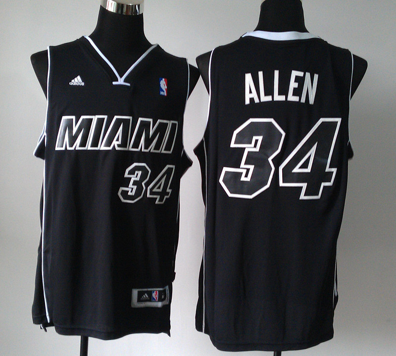 Black with Black Word Ray Allen Revolution 30 NBA Miami Heat #34 Jersey
