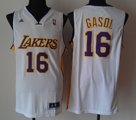 NBA Los Angeles Lakers #16 Gasol Revolution 30 Jersey in White