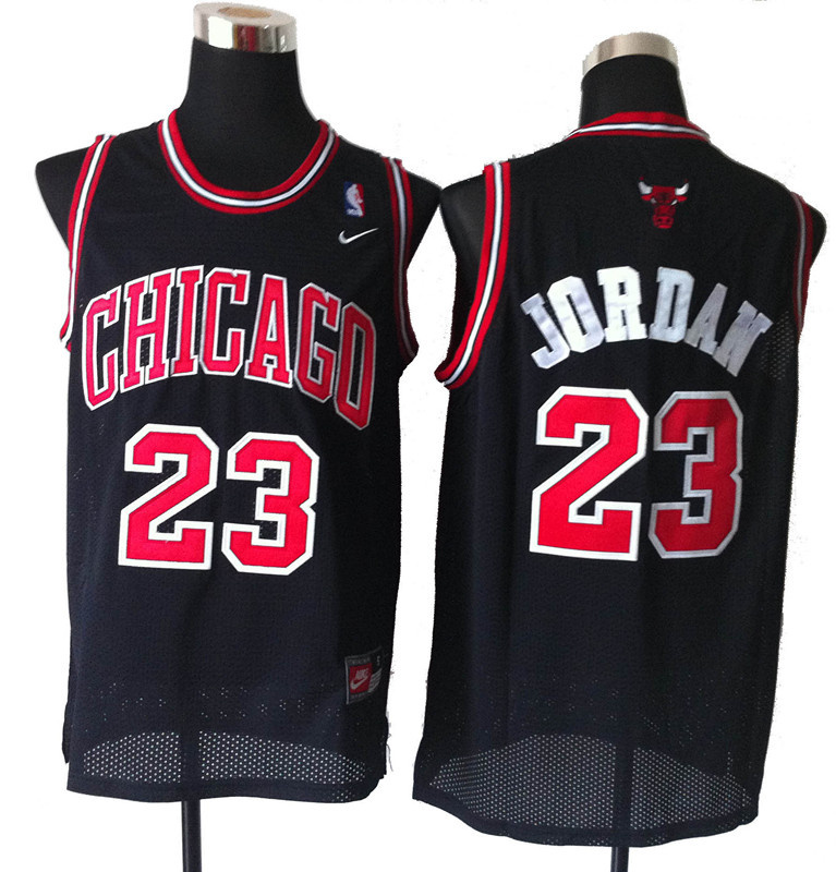 Jordan black jersey, Chicago Bulls #23 NBA mesh jersey