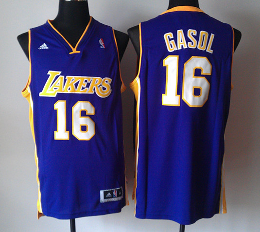 Purple Gasol Jersey, NBA Los Angeles Lakers #16 Revolution 30 Jersey