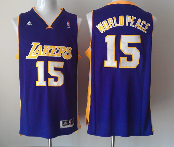 purple World Peace Lakers Revolution 30 #15 Jersey