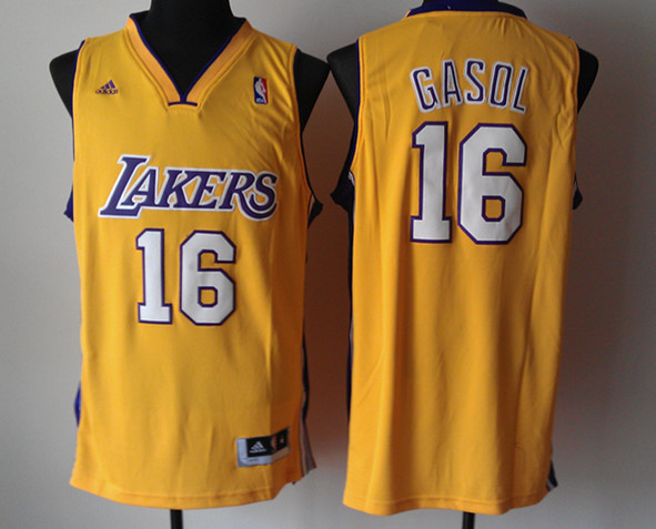Los Angeles Lakers #16 Gasol Yellow NBA New Revolution 30 Jersey