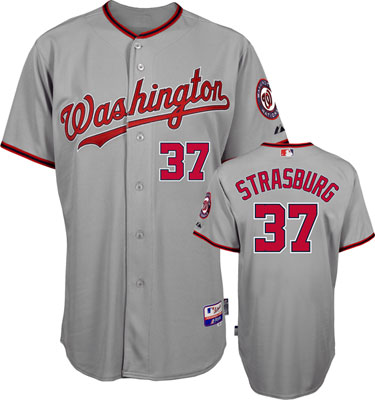 Nationals #37 Stephen Strasburg Grey MLB Jersey