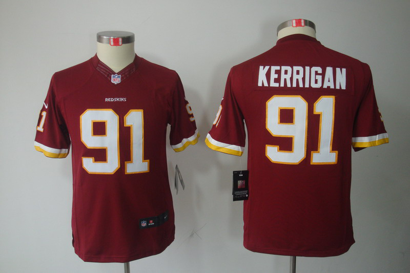 Redskins #91 Kerrigan red limited Youth Nike Jersey