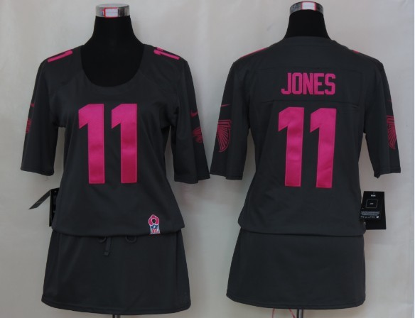 Dark grey Jones Jersey, Nike Atlanta Falcons #11 Women Elite breast Cancer Awareness NFL Jersey