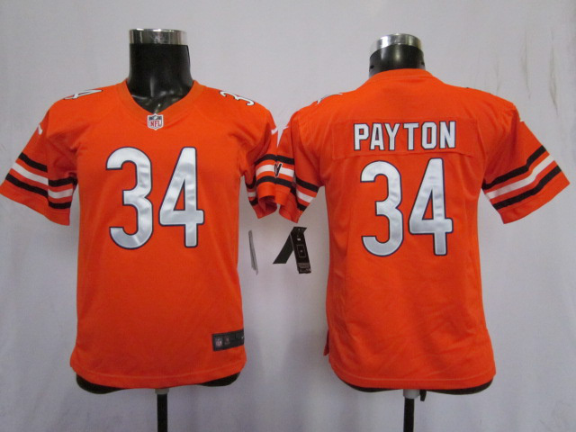 Bears #34 Walter Payton Orange Youth NFL Jersey