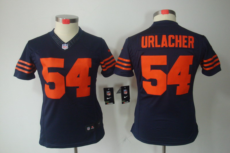 Nike Chicago Bears #54 Brian Urlacher blue orange number Women limited Jersey