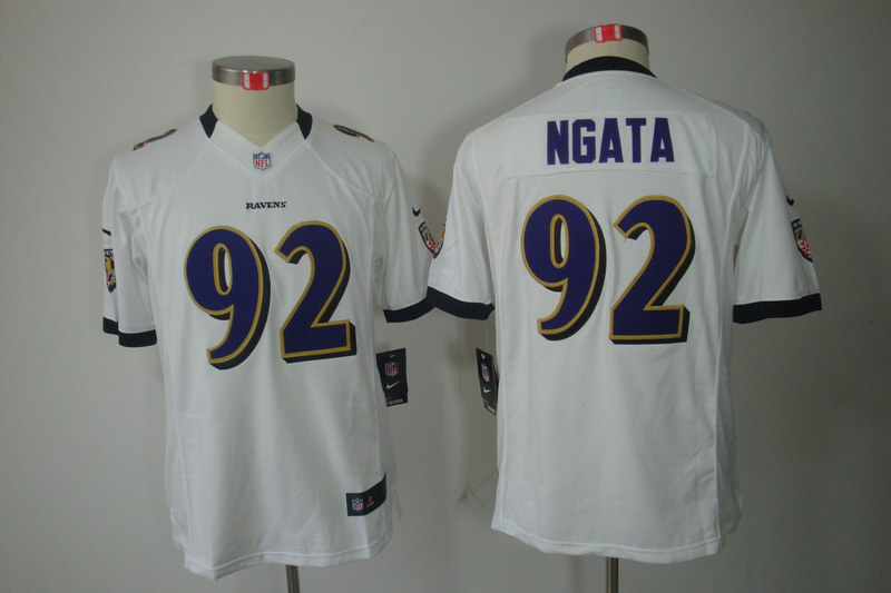 Youth white Ngata Ravens limited #92 Jersey
