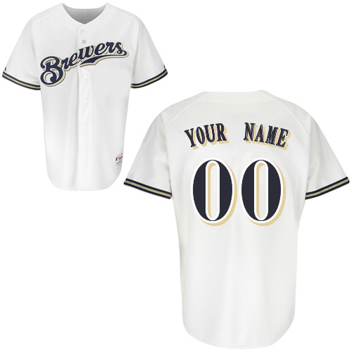 White Personalized Home MLB Milwaukee Brewers Jersey