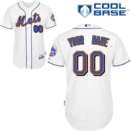 Youth New York Mets Home Personalized Cool Base Customized MLB Jersey in White