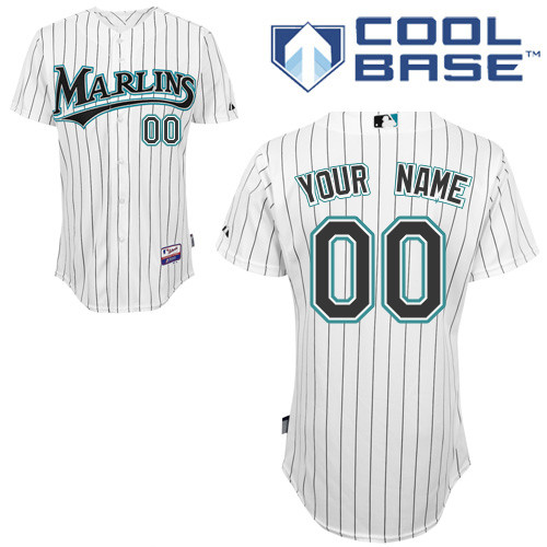 White Personalized Cool Base Customized MLB Florida Marlins Home Jersey