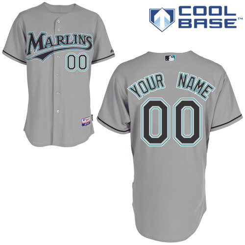 Grey Jersey, Youth Florida Marlins Road Personalized Cool Base Customized MLB Jersey