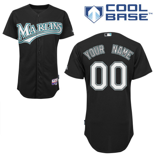 Black Jersey, Youth Florida Marlins Alternate Home Personalized Cool Base Customized MLB Jersey