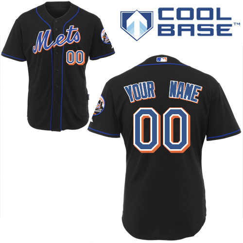 Youth New York Mets Alternate Black Personalized Cool Base Customized MLB Jersey
