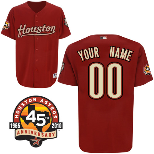 Red Astros Alternate Road 45th Anniversary Patch Personalized MLB Jersey
