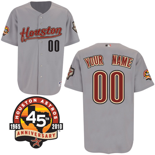 Grey Jersey, Houston Astros Road 45th Anniversary Patch Personalized MLB Jersey