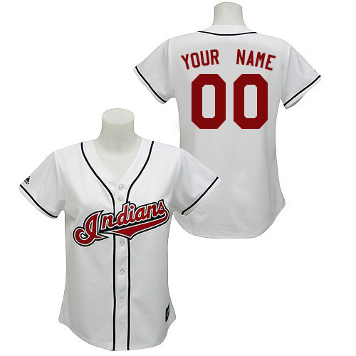 White Indians Personalized Women MLB Majestic Athletic Jersey