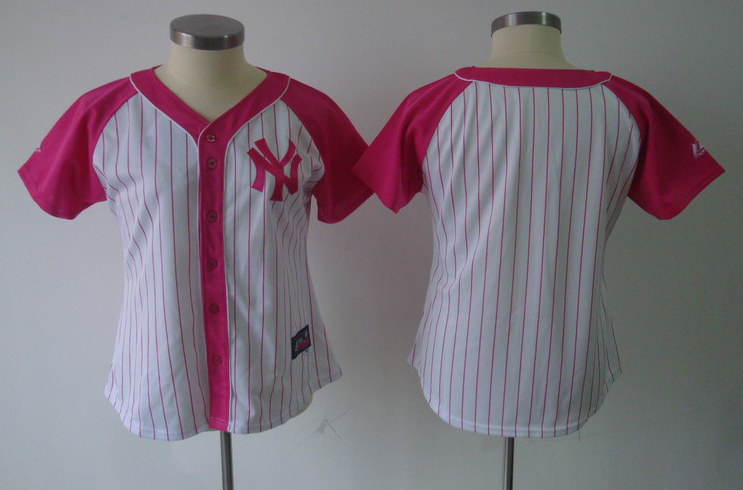 Fashion Pink white Splash blank MLB Majestic Athletic New York Yankees Jersey