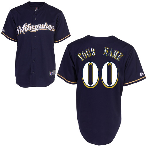 Personalized Alternate Road MLB Dark Blue Milwaukee Brewers Jersey