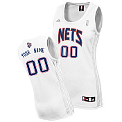 Women Custom New Jersey Nets Jersey in White