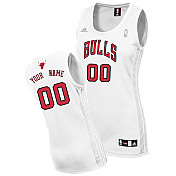 Women Chicago Bulls Custom NBA Jersey in White