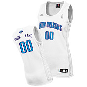 Women Custom New Orleans Hornets Jersey in White