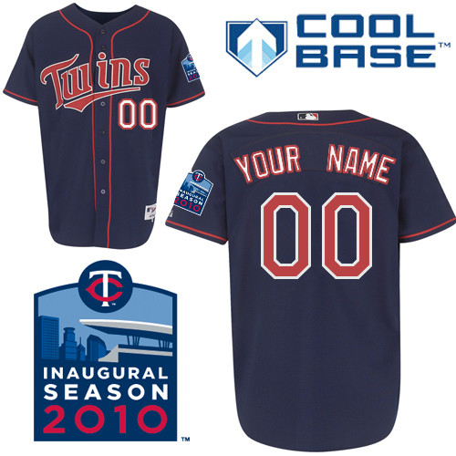 Personalized 2010 Inaugural Stadium Patch Cool Base Alternate Home Minnesota Twins Jersey in Blue