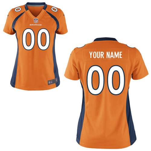 Women Nike Customized Game #00 Denver Broncos Jersey in Team Color
