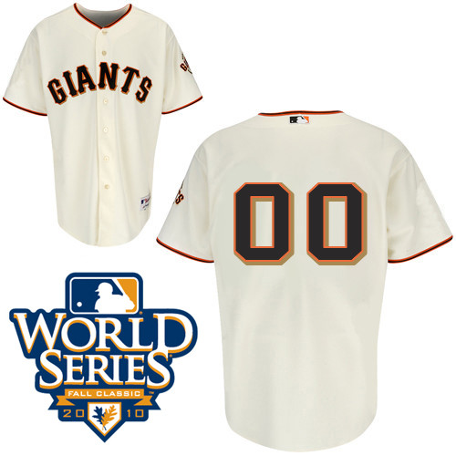 Cream Giants Personalized 2010 World Series Patch Home Jersey