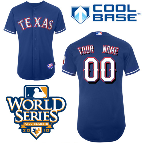 Blue Alternate 2010 World Series Patch Personalized Cool Base MLB Texas Rangers Jersey