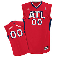 Red #00 Your Name Alternate Custom NBA Atlanta Hawks Jersey