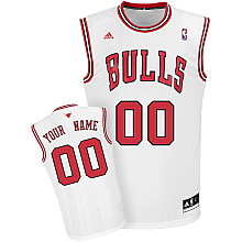 White Jersey, Chicago Bulls #00 Your Name Home Custom NBA Jersey