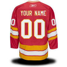 Red Calgary Flames #00 Your Name Third Premier Custom NHL Jersey