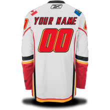 White Calgary Flames #00 Your Name Road Premier Custom NHL Jersey