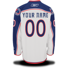 White Jersey, Columbus Blue Jackets #00 Your Name Road Premier Custom NHL Jersey