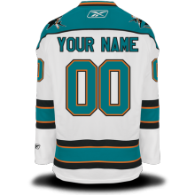 #00 Your Name Road Premier Custom NHL White San Jose Sharks Jersey