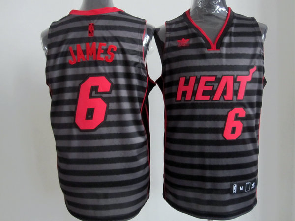 LeBron James Jersey: Revolution 30 #6 NBA Miami Heat Jersey in grey stripe