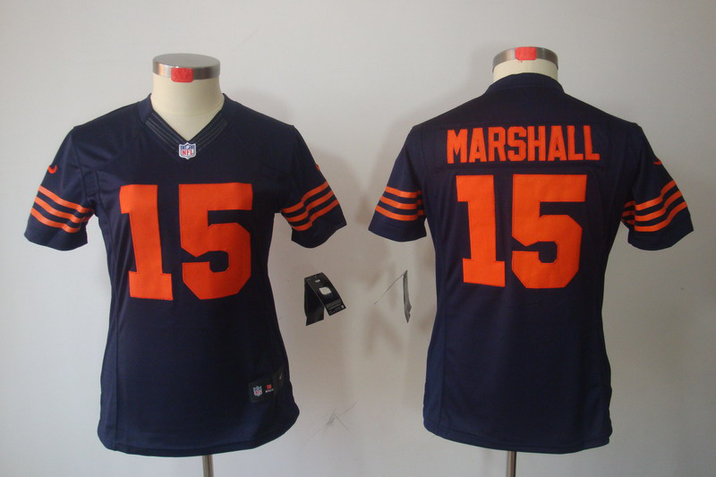 blue Orange number Marshall limited Womens Nike Chicago Bears #15 Jersey