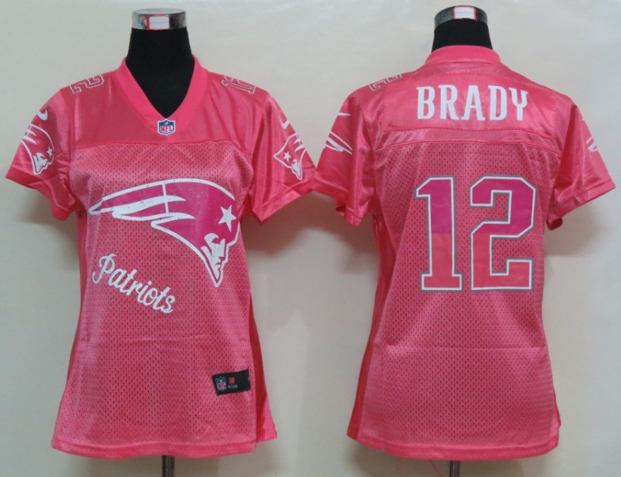 #12 Brady Pink Women Nike New England Patriots Elite Jersey