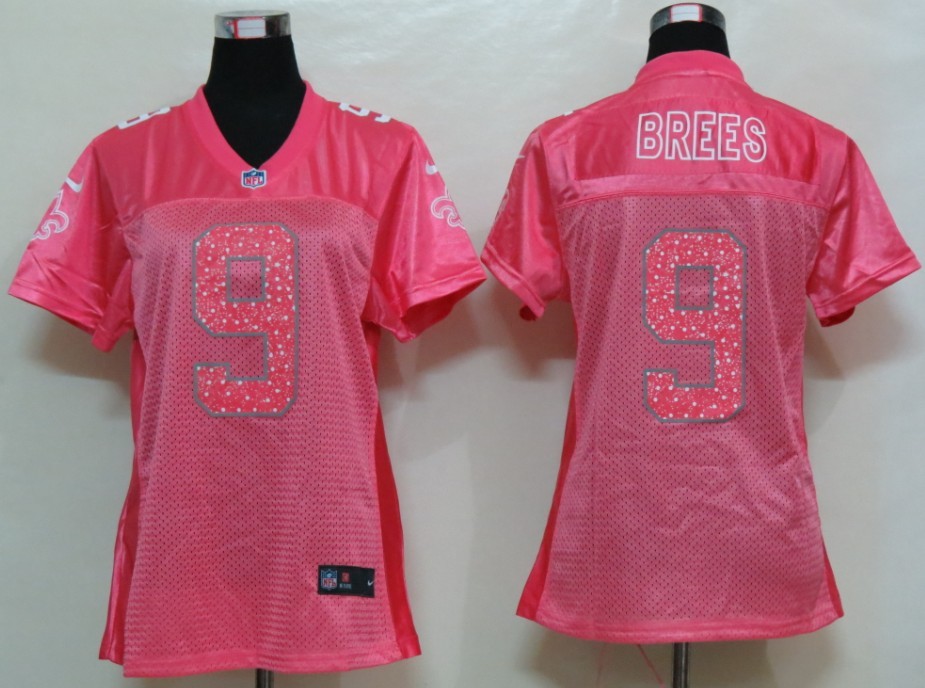 Pink Brees Women Nike Saints Elite #9 Jersey