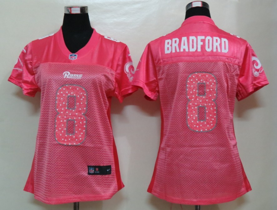 Bradford Jersey Pink #8 Elite Womens Nike St.Louis Rams Jersey