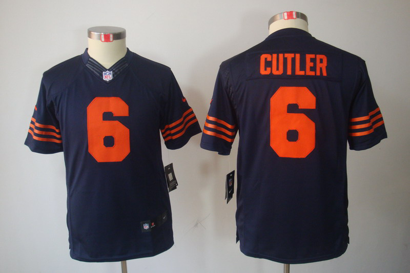 Youth Nike Chicago Bears #6 Jay Cutler Limited Jersey in blue orange number