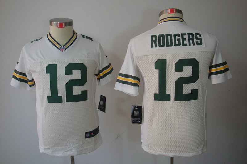 Youth Nike Packers #12 Aaron Rodgers White Limited Jersey