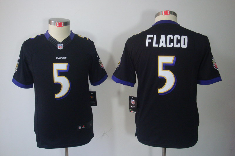 black Flacco Jersey, Youth Nike Baltimore Ravens #5 Limited Jersey