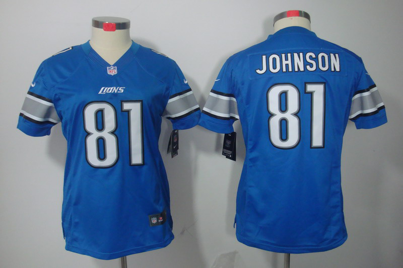 Women Nike Detroit Lions #81 Calvin Johnson blue limited Jersey