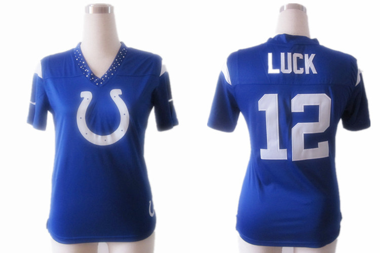 Blue Andrew Luck EM FAN Field Flirt Fashion jersey, Indianapolis Colts #12 Nike 2012 NFL Womens jersey