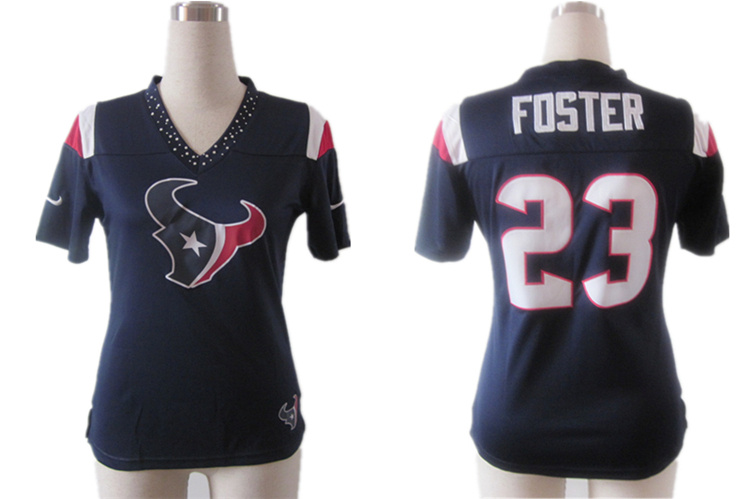 Houston Texans #23 Arian Foster Blue Women Nike NFL EM FAN Field Flirt Fashion jersey